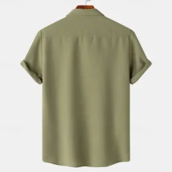 Men's Shirt Summer Shirt Casual Shirt Beach Shirt Button Up Shirt White Light Green Navy Blue Blue Purple Short Sleeve Plain Lapel Vacation Hawaiian Pocket Clothing Apparel Polyester Fashion Casual