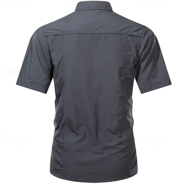 Men's Shirt Summer Shirt Casual Shirt Button Up Shirt Cargo Shirt khaki Dark Grey Army Green Short Sleeve Plain Shirt Collar Vacation Hawaiian Pocket Clothing Apparel 100% Cotton Fashion Casual