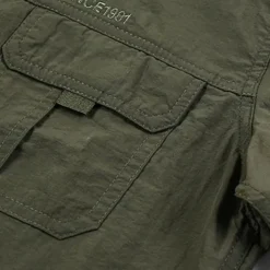 Men's Shirt Summer Shirt Casual Shirt Button Up Shirt Cargo Shirt khaki Dark Grey Army Green Short Sleeve Plain Shirt Collar Vacation Hawaiian Pocket Clothing Apparel 100% Cotton Fashion Casual