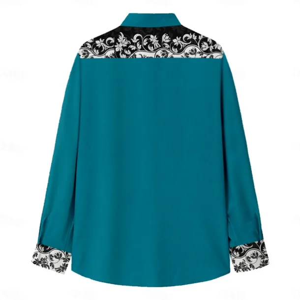 Men's Shirt Western Shirt Cowboy Shirt Long Sleeve Western Style Formal Summer Spring Fall Blue