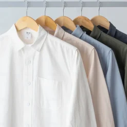 Men's Shirt White Blue Army Green Dark Gray Apricot Long Sleeve Solid Color Rolled collar Causal Casual Buttons Clothing Apparel Neutral Daily