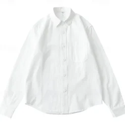 Men's Shirt White Blue Army Green Dark Gray Apricot Long Sleeve Solid Color Rolled collar Causal Casual Buttons Clothing Apparel Neutral Daily