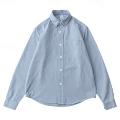 Men's Shirt White Blue Army Green Dark Gray Apricot Long Sleeve Solid Color Rolled collar Causal Casual Buttons Clothing Apparel Neutral Daily