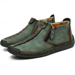 Men's Shoes Boots Loafers & Slip-Ons Retro Penny Loafers Handmade Shoes Comfort Shoes Walking Casual Daily Elastic Fabric Breathable Booties / Ankle Boots Loafer Black Army Green Brown Summer Spring