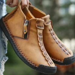 Men's Shoes Boots Loafers & Slip-Ons Retro Penny Loafers Handmade Shoes Comfort Shoes Walking Casual Daily Elastic Fabric Breathable Booties / Ankle Boots Loafer Black Army Green Brown Summer Spring