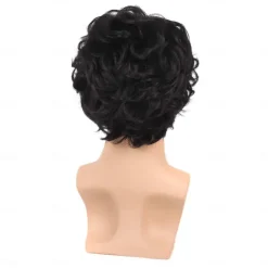 Men's Short Curly Hair Black Wig With Bangs Cosplay Halloween Costume Party Natural Hair Wig