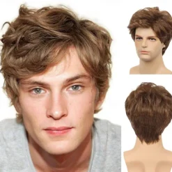 Men's Short Curly Hair Black Wig With Bangs Cosplay Halloween Costume Party Natural Hair Wig