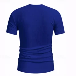 Men's Short Sleeve Shirt Ribbed Knit tee Tee Top Short Sleeve Crew Neck Summer Spring & Summer Solid Color Pit Strip Sports Daily Ribbed Outdoor Casual Dark Grey White Royal Blue Top Tee for Men
