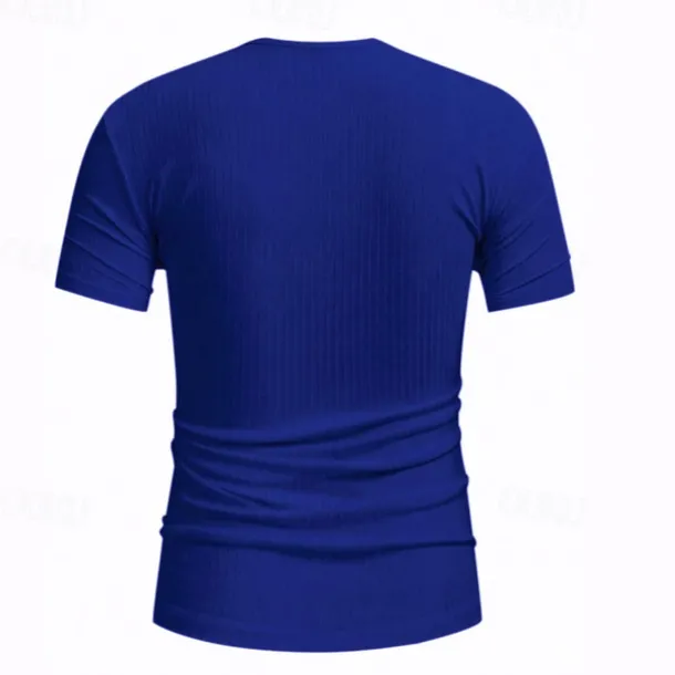 Men's Short Sleeve Shirt Ribbed Knit tee Tee Top Short Sleeve Crew Neck Summer Spring & Summer Solid Color Pit Strip Sports Daily Ribbed Outdoor Casual Dark Grey White Royal Blue Top Tee for Men
