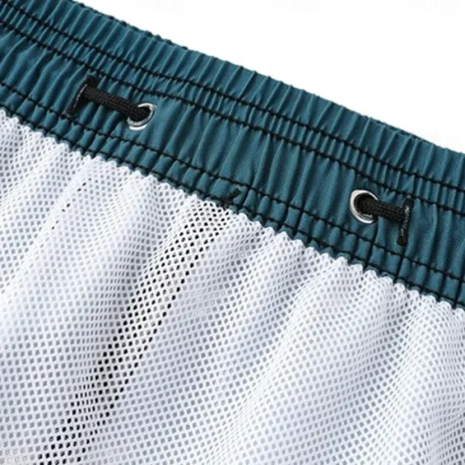 Men's Shorts Beach Shorts Pocket Drawstring Print Graphic Leaf Tree Breathable Quick Dry Knee Length Outdoor Vacation Home Vacation Ethnic Style Lake blue Dark Blue / Red Micro-elastic