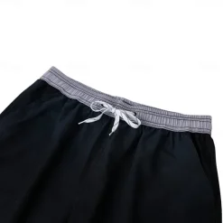 Men's Shorts Beach Shorts Drawstring Color Block Breathable Quick Dry Knee Length Outdoor Vacation Home Vacation Ethnic Style Black+Grey Dark Red Stretchy