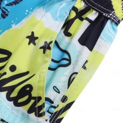 Men's Shorts Beach Shorts Drawstring Graphic Letter Abstract Breathable Quick Dry Knee Length Outdoor Vacation Home Vacation Ethnic Style Lake blue White & Blue Stretchy