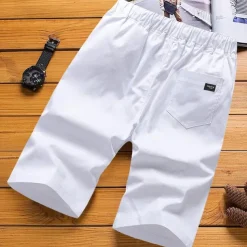 Men's Shorts Casual Shorts Drawstring Elastic Waist Straight Leg Solid Color Knee Length Sports Outdoor Streetwear Fashion Casual Black White