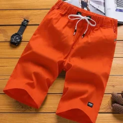 Men's Shorts Casual Shorts Drawstring Elastic Waist Straight Leg Solid Color Knee Length Sports Outdoor Streetwear Fashion Casual Black White