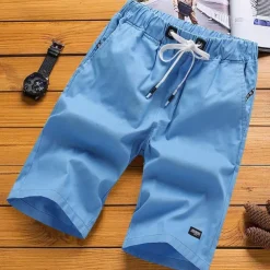 Men's Shorts Casual Shorts Drawstring Elastic Waist Straight Leg Solid Color Knee Length Sports Outdoor Streetwear Fashion Casual Black White