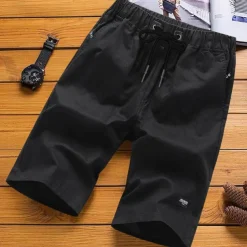 Men's Shorts Casual Shorts Drawstring Elastic Waist Straight Leg Solid Color Knee Length Sports Outdoor Streetwear Fashion Casual Black White
