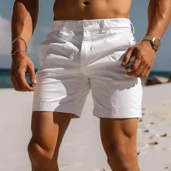 Men's Shorts Chino Shorts Bermuda shorts Work Shorts Pocket Plain Comfort Breathable Short Casual Daily Beach Fashion Stylish Black White Micro-elastic
