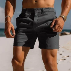Men's Shorts Chino Shorts Bermuda shorts Work Shorts Pocket Plain Comfort Breathable Short Casual Daily Beach Fashion Stylish Black White Micro-elastic