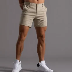 Men's Shorts Chino Shorts Bermuda shorts Work Shorts Pocket Straight Leg Plain Comfort Breathable Short Sports Outdoor Casual Daily Fashion Streetwear Black White