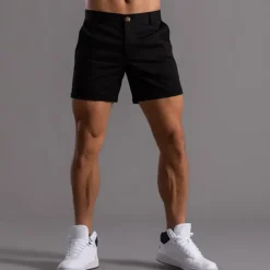 Men's Shorts Chino Shorts Bermuda shorts Work Shorts Pocket Straight Leg Plain Comfort Breathable Short Sports Outdoor Casual Daily Fashion Streetwear Black White