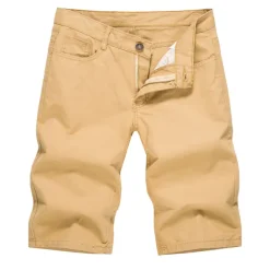 Men's Shorts Chino Shorts Bermuda shorts Pocket Plain Comfort Breathable Outdoor Daily Going out 100% Cotton Fashion Streetwear Blue Khaki