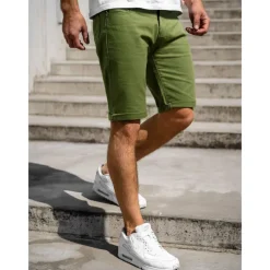Men's Shorts Chino Shorts Bermuda shorts Pocket Plain Comfort Breathable Outdoor Daily Going out 100% Cotton Fashion Streetwear Blue Khaki