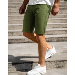 Men's Shorts Chino Shorts Bermuda shorts Pocket Plain Comfort Breathable Outdoor Daily Going out 100% Cotton Fashion Streetwear Blue Khaki