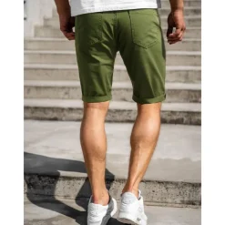 Men's Shorts Chino Shorts Bermuda shorts Pocket Plain Comfort Breathable Outdoor Daily Going out 100% Cotton Fashion Streetwear Blue Khaki