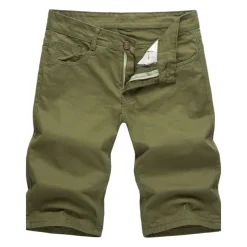 Men's Shorts Chino Shorts Bermuda shorts Pocket Plain Comfort Breathable Outdoor Daily Going out 100% Cotton Fashion Streetwear Blue Khaki