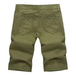 Men's Shorts Chino Shorts Bermuda shorts Pocket Plain Comfort Breathable Outdoor Daily Going out 100% Cotton Fashion Streetwear Blue Khaki