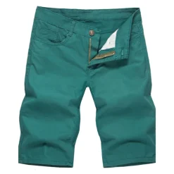 Men's Shorts Chino Shorts Bermuda shorts Pocket Plain Comfort Breathable Outdoor Daily Going out 100% Cotton Fashion Streetwear Blue Khaki