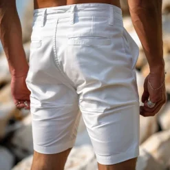 Men's Shorts Chino Shorts Bermuda shorts Work Shorts Zipper Pocket Plain Comfort Soft Knee Length Outdoor Casual Daily Fashion Streetwear Black White Micro-elastic