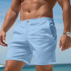 Men's Shorts Chino Shorts Summer Shorts Work Shorts Pocket Plain Comfort Breathable Short Casual Daily Holiday Sports Fashion Black White