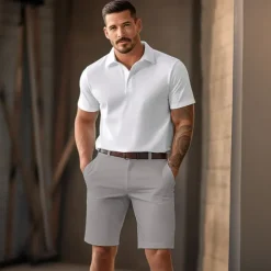 Men's Shorts Chino Shorts Bermuda shorts Zipper Buttons Pocket Plain Comfort Breathable Short Casual Daily Holiday Fashion Chic & Modern Black White