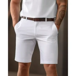 Men's Shorts Chino Shorts Bermuda shorts Zipper Buttons Pocket Plain Comfort Breathable Short Casual Daily Holiday Fashion Chic & Modern Black White
