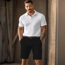 Men's Shorts Chino Shorts Bermuda shorts Zipper Buttons Pocket Plain Comfort Breathable Short Casual Daily Holiday Fashion Chic & Modern Black White