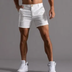 Men's Shorts Chino Shorts Bermuda shorts Work Shorts Pocket Plain Comfort Breathable Short Daily Stylish Casual Black White Micro-elastic