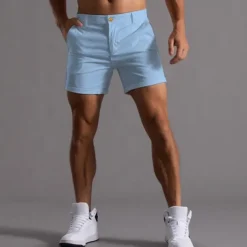 Men's Shorts Chino Shorts Bermuda shorts Work Shorts Pocket Plain Comfort Breathable Short Daily Stylish Casual Black White Micro-elastic