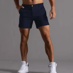 Men's Shorts Chino Shorts Bermuda shorts Work Shorts Pocket Plain Comfort Breathable Short Daily Stylish Casual Black White Micro-elastic