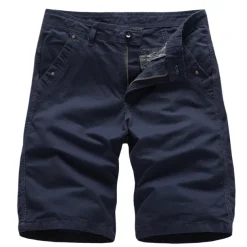 Men's Shorts Chino Shorts Bermuda shorts Pocket Plain Comfort Breathable Outdoor Daily Going out 100% Cotton Fashion Streetwear Black Navy Blue