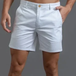 Men's Shorts Chino Shorts Bermuda shorts Work Shorts Pocket Plain Comfort Breathable Short Sports Outdoor Daily Stylish Casual / Sporty Black White Micro-elastic