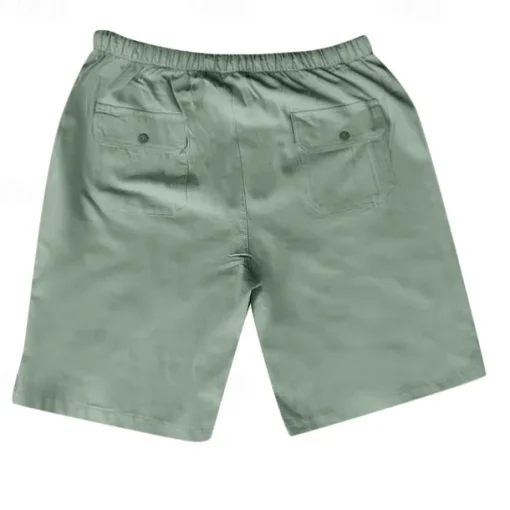 Men's Shorts Linen Shorts Summer Shorts Pocket Elastic Waist Drawstring Plain Outdoor Daily Going out Holiday Casual Black White