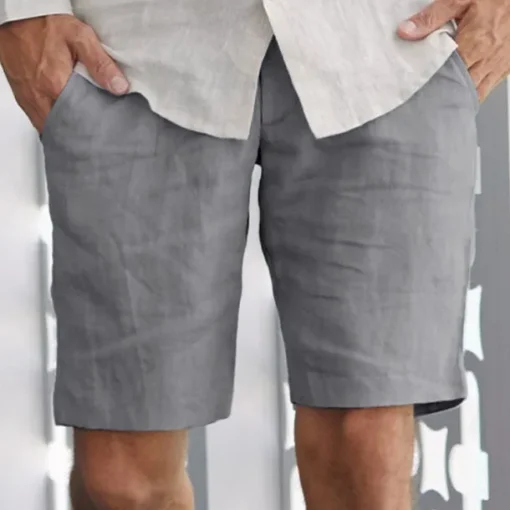 Men's Shorts Linen Shorts Summer Shorts Beach Shorts Pocket Plain Comfort Breathable Outdoor Daily Going out Fashion Streetwear Black Blue