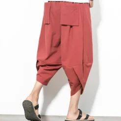 Men's Shorts Linen Shorts Summer Shorts Beach Shorts Boho Pants Drawstring Elastic Waist Plain Comfort Breathable Outdoor Daily Going out Fashion Streetwear Black Wine