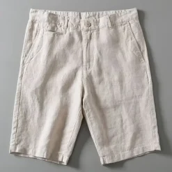 Men's Shorts Linen Shorts Summer Shorts Beach Shorts Buttons Pocket Plain Comfort Breathable Short Vacation Holiday Beach Hawaiian Boho White Khaki