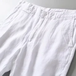 Men's Shorts Linen Shorts Summer Shorts Beach Shorts Buttons Pocket Plain Comfort Breathable Short Vacation Holiday Beach Hawaiian Boho White Khaki