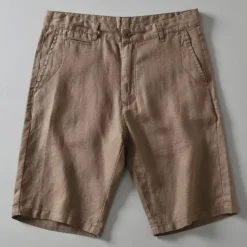 Men's Shorts Linen Shorts Summer Shorts Beach Shorts Buttons Pocket Plain Comfort Breathable Short Vacation Holiday Beach Hawaiian Boho White Khaki