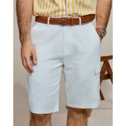 Men's Shorts Linen Shorts Summer Shorts Front Pocket Straight Leg Plain Comfort Breathable Knee Length Party Outdoor Casual Fashion Basic White
