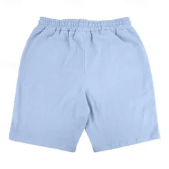 Men's Shorts Linen Shorts Summer Shorts Beach Shorts Pocket Drawstring Elastic Waist Plain Comfort Breathable Knee Length Vacation Holiday Beach Hawaiian Boho Black White