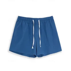 Men's Shorts Linen Shorts Summer Shorts Drawstring Elastic Waist Straight Leg Plain Comfort Breathable Above Knee Casual Daily Holiday Fashion Classic Style Black White